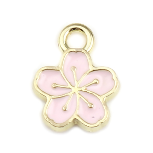 Charm -   Enamel flower , pink