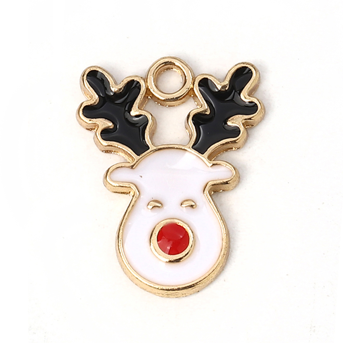 Charm horse  , enameld   reindeer White