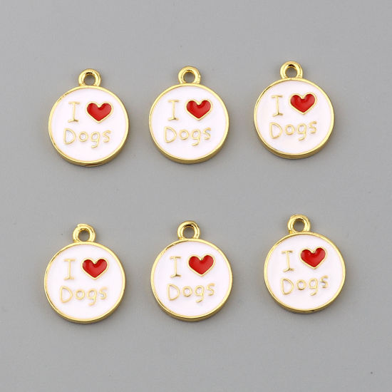 Charm Enameld "I Love Dogs" - 2