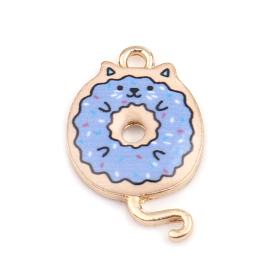 Charm Enameld  Cat, round purple