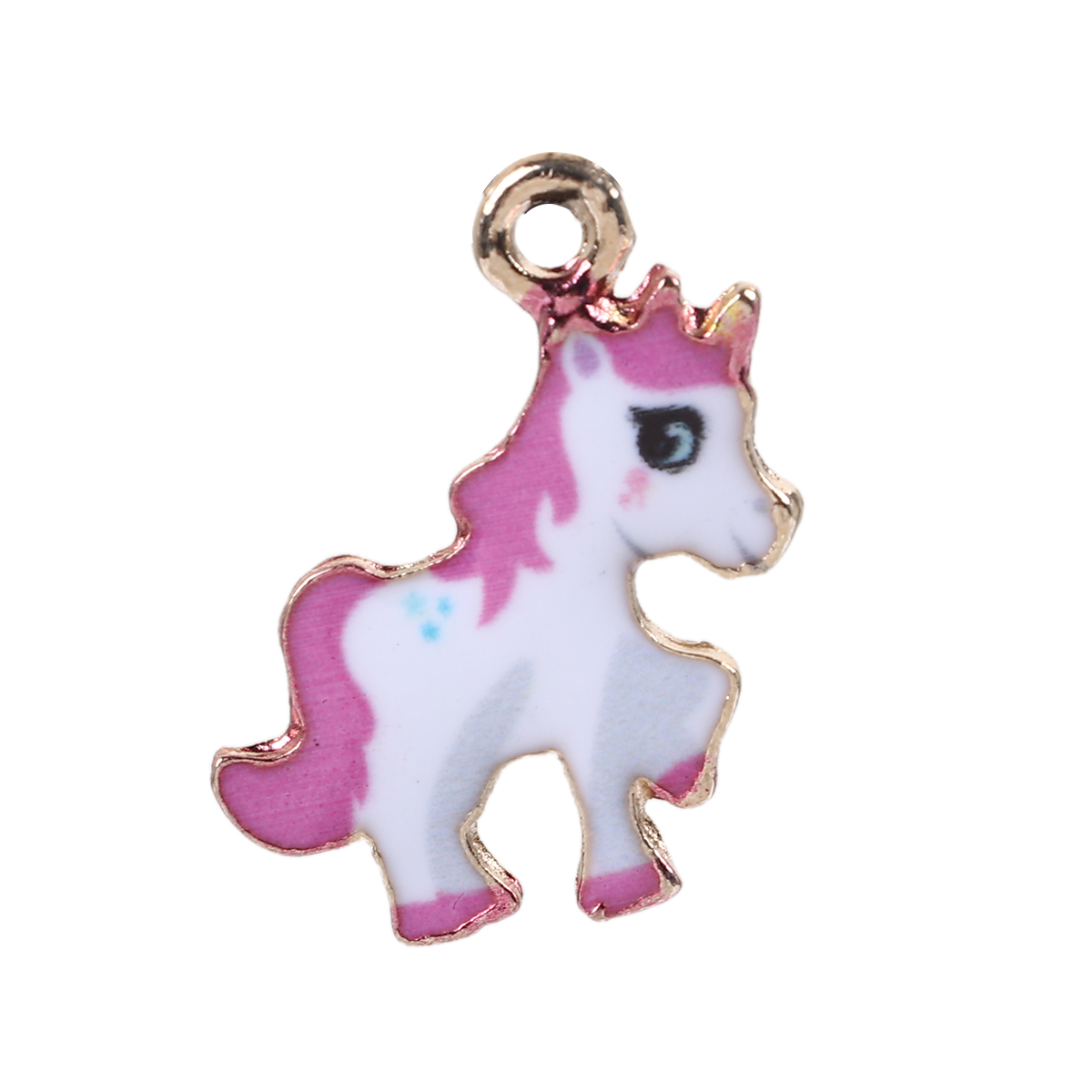 Berlock - Emaljerad Häst / unicorn, Fuschia