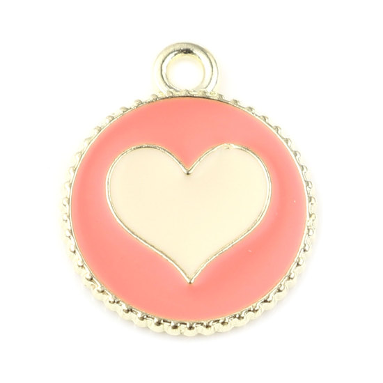 Berlock - Emaljerat hjärta, rosa/beige