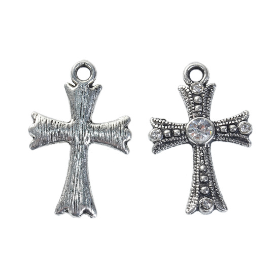 Charm  Cross rhinestone, clear - 2