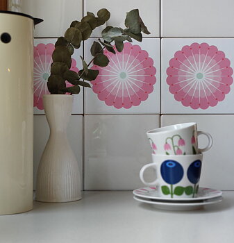 Fika rosa kakeldekor från Posterboy
