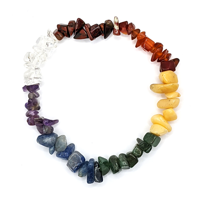 Armband på elastisk tråd med kristall chips för chakra