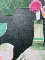 Såld! "Rosor och citron" tavla akryl/collage/textil orginal