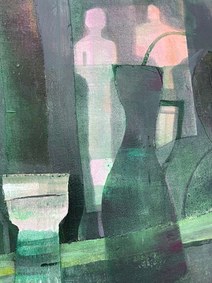 "Vi två" tavla akryl/collage/textil orginal