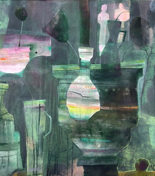 "Vi två" tavla akryl/collage/textil orginal