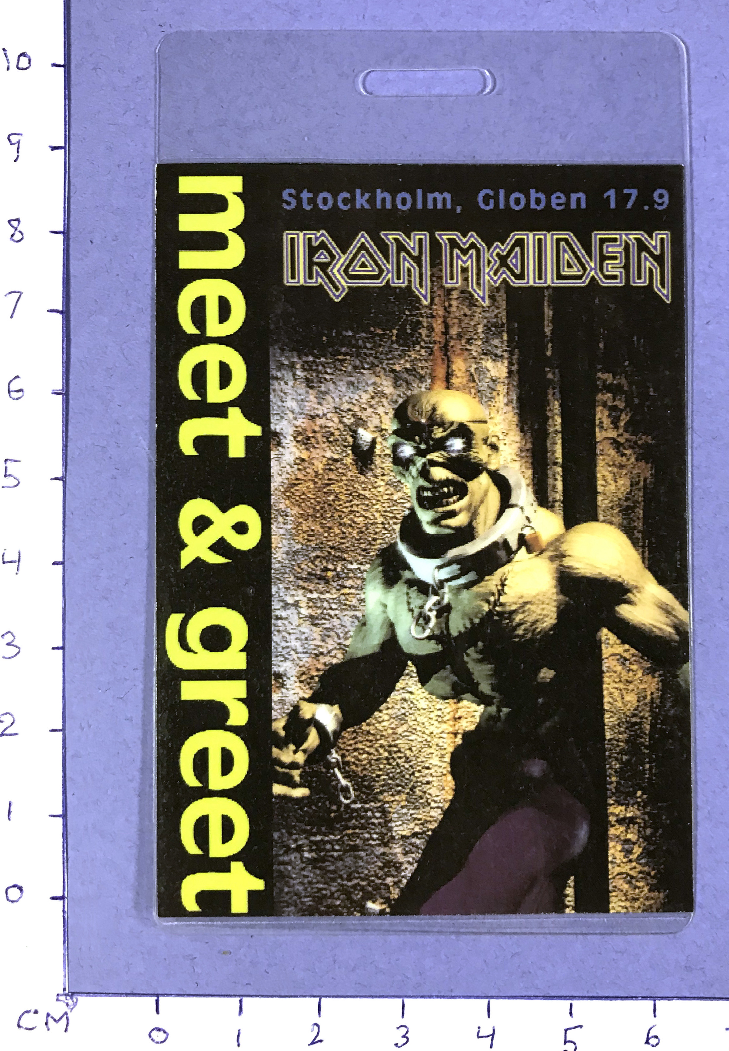 IRON MAIDEN - Meet & Greet Pass 1999