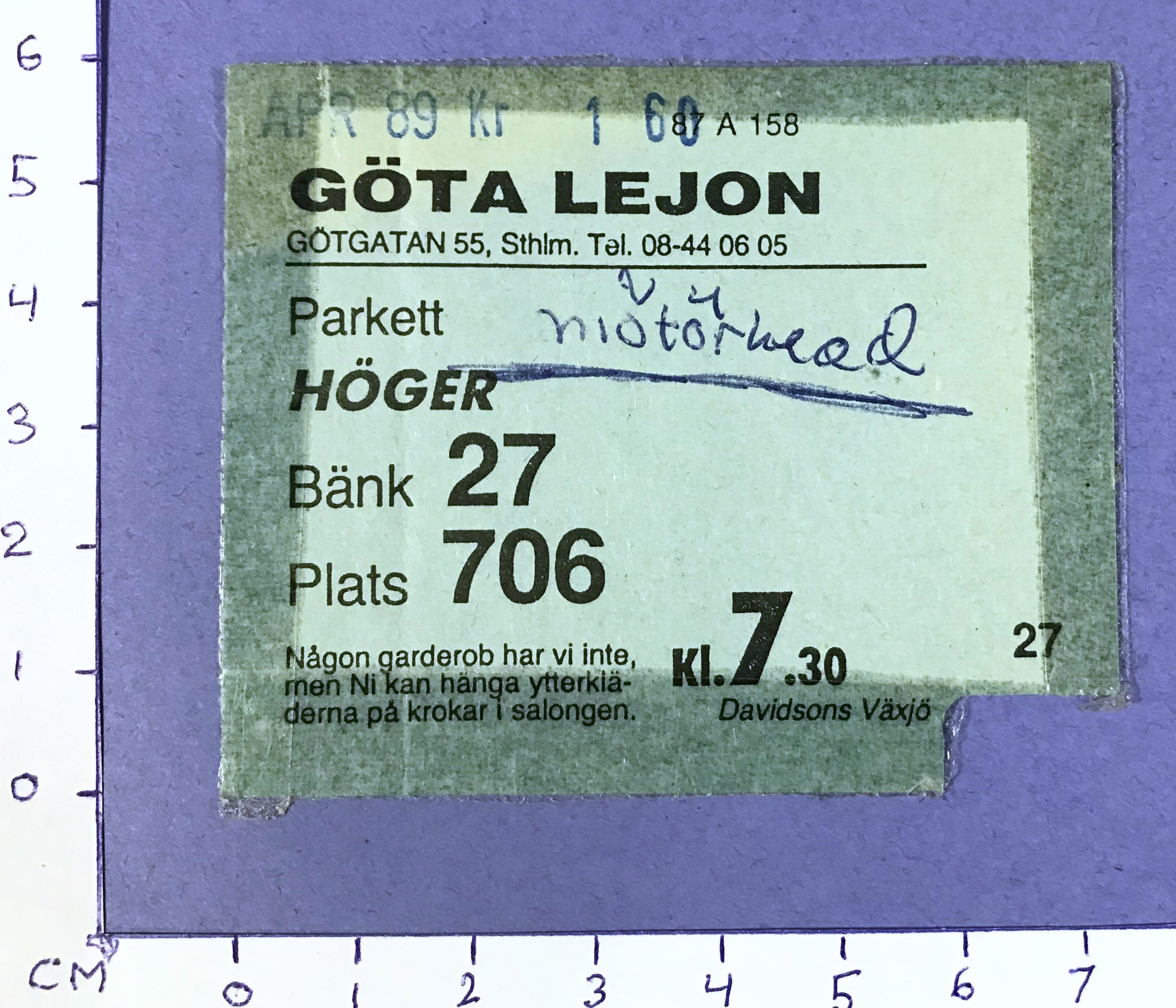 MOTÖRHEAD - Stockholm 1989