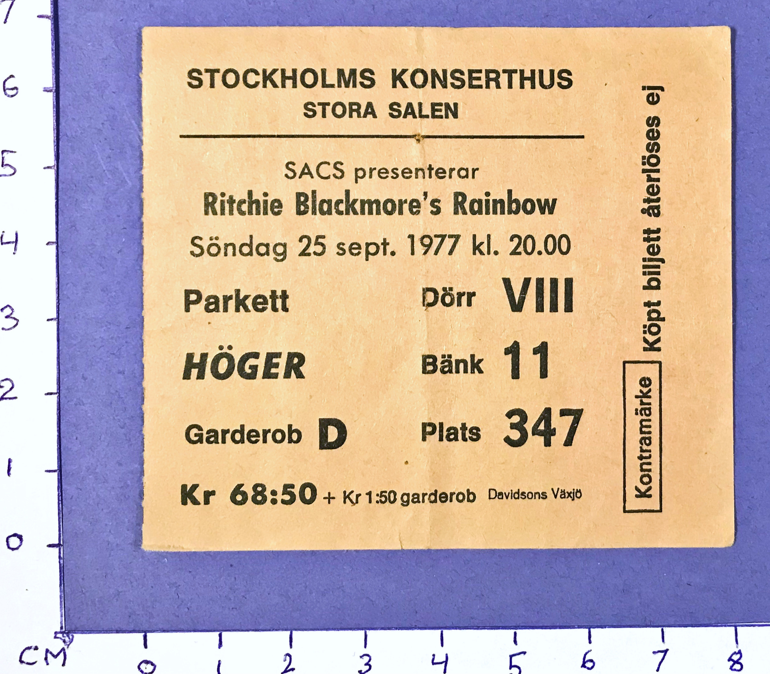 RAINBOW - Stockholm 1977
