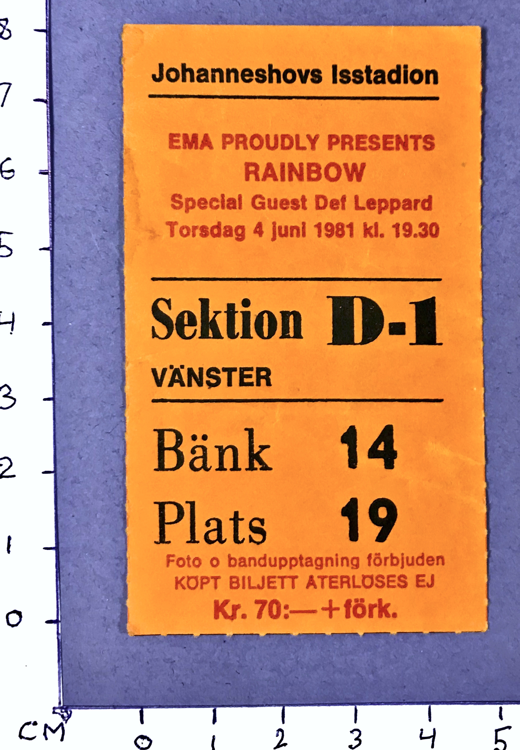 RAINBOW - Stockholm 1981