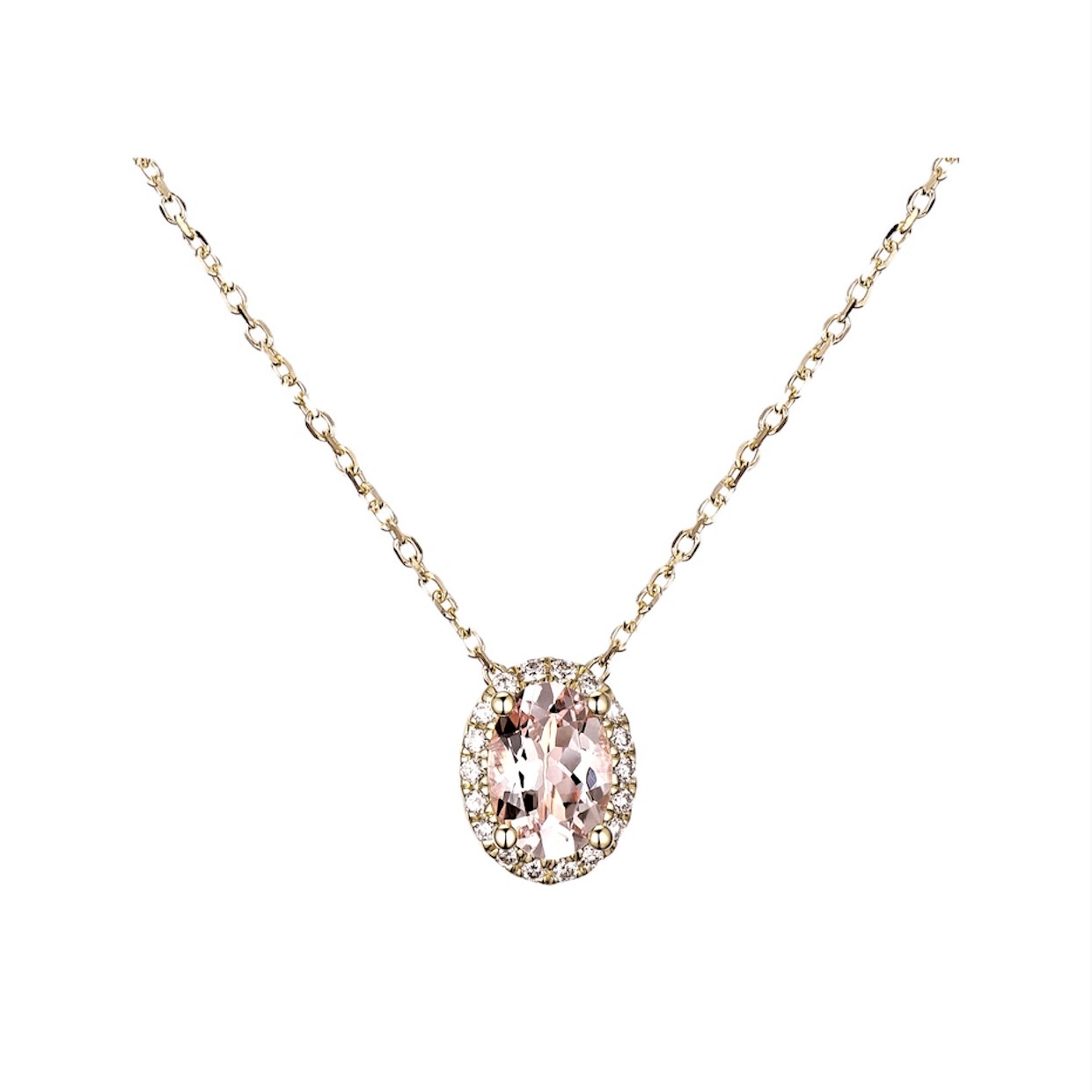 MORGANITE OVAL CUT DIAMOND NECKLACE