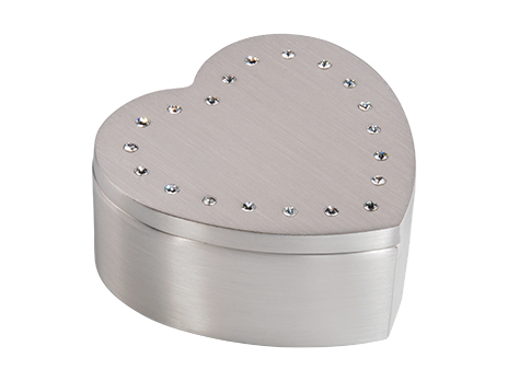 Dacapo Jewelery box Heart Pewter. Swarovski crystal
