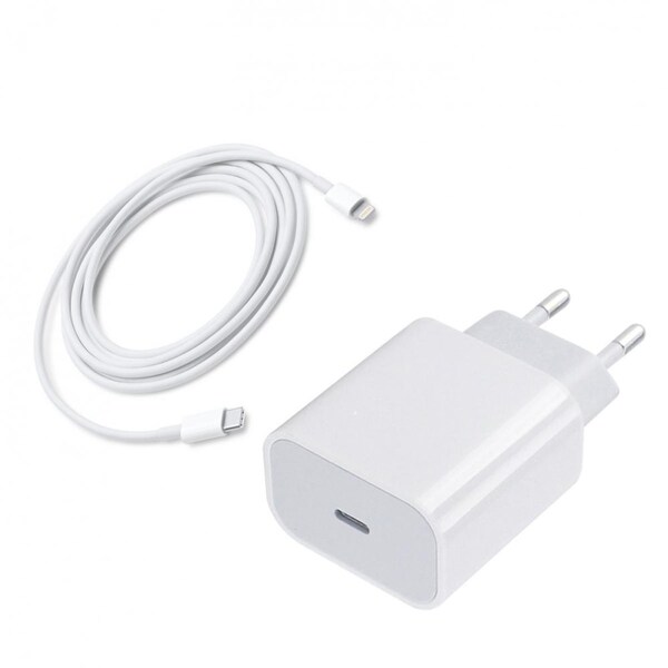 Strömadapter 20W + 2M USB-C Lightningkabel Till Apple Enheter