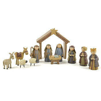 Julkrubba med stall - 7 cm