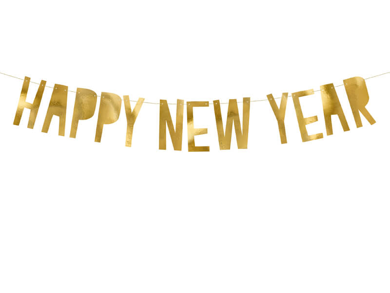 Girlang "Happy New Year" | Gulbokstäver