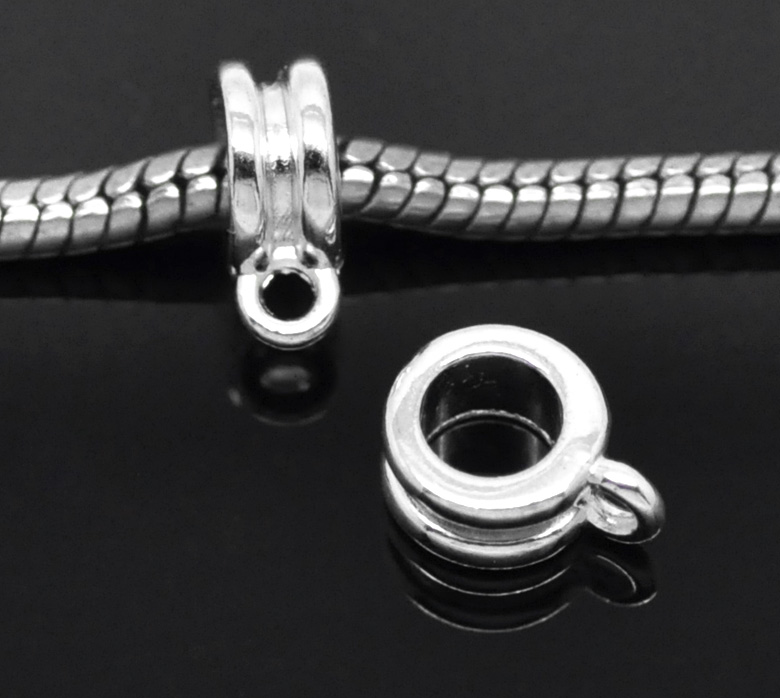 Connector / Bail,  lt silver 10mm