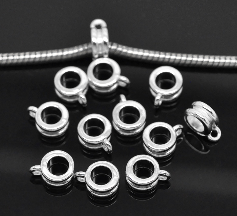 Connector / Bail,  lt silver 10mm - 2