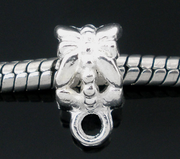 Connector / Bail,  lt silver flower