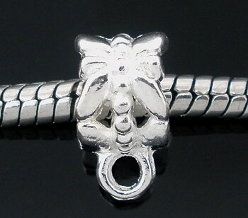 Connector / Bail,  lt silver flower