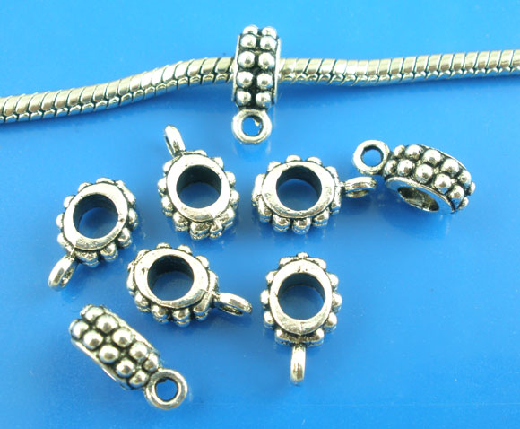 Connector /bail/Berlockhållare - Antiksilver  Dots - 2