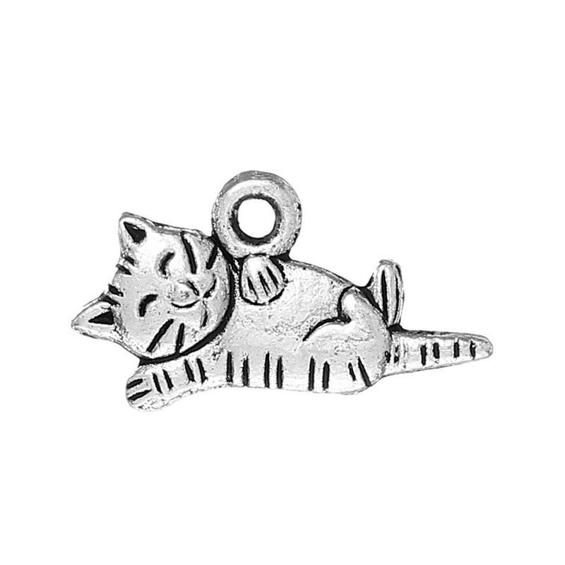 Charm   Cat , silver