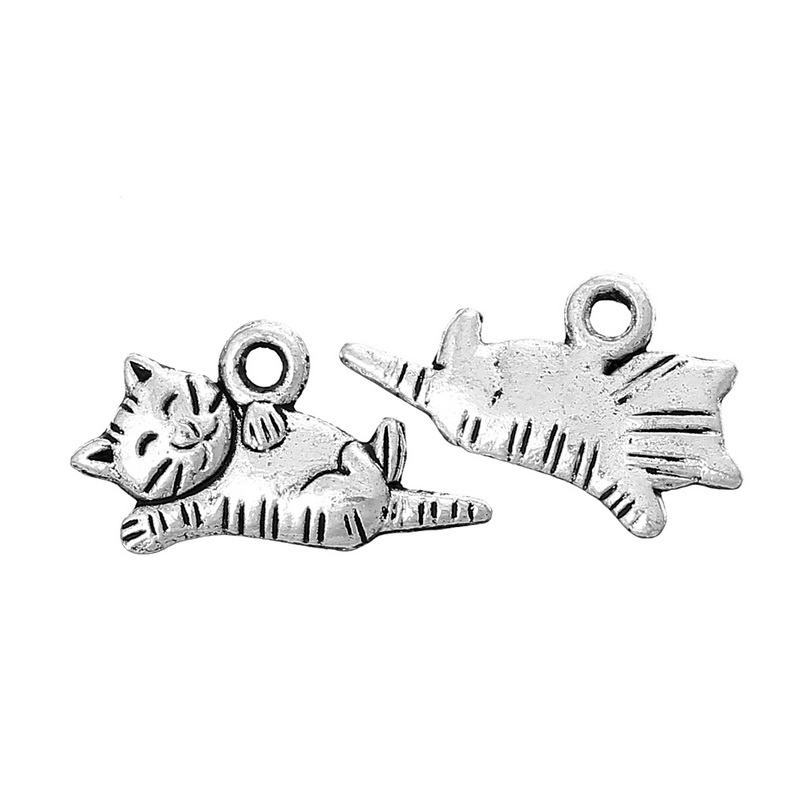 Charm   Cat , silver - 2