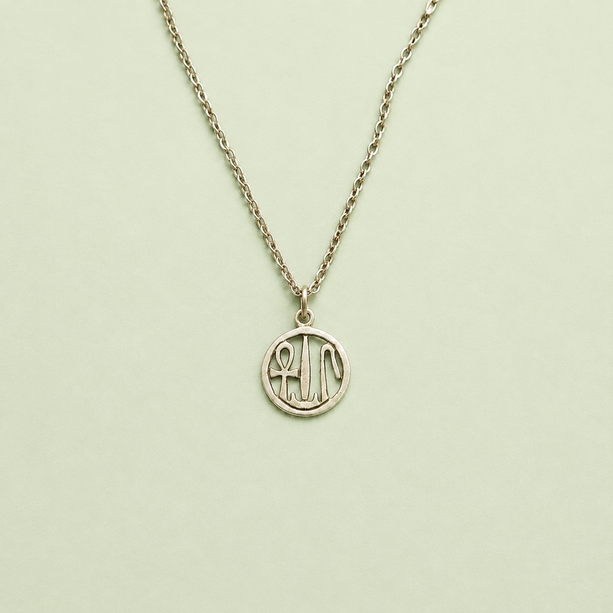 Halsband  "Liv, Hälsa & Lycka", försilvrat tenn
