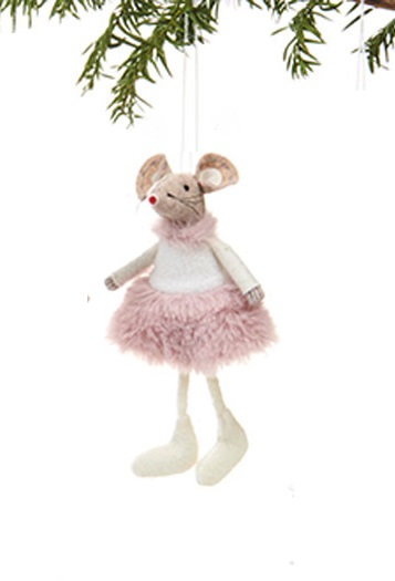 Christmas mouse with pendant - Pastel - 15 cm - 6