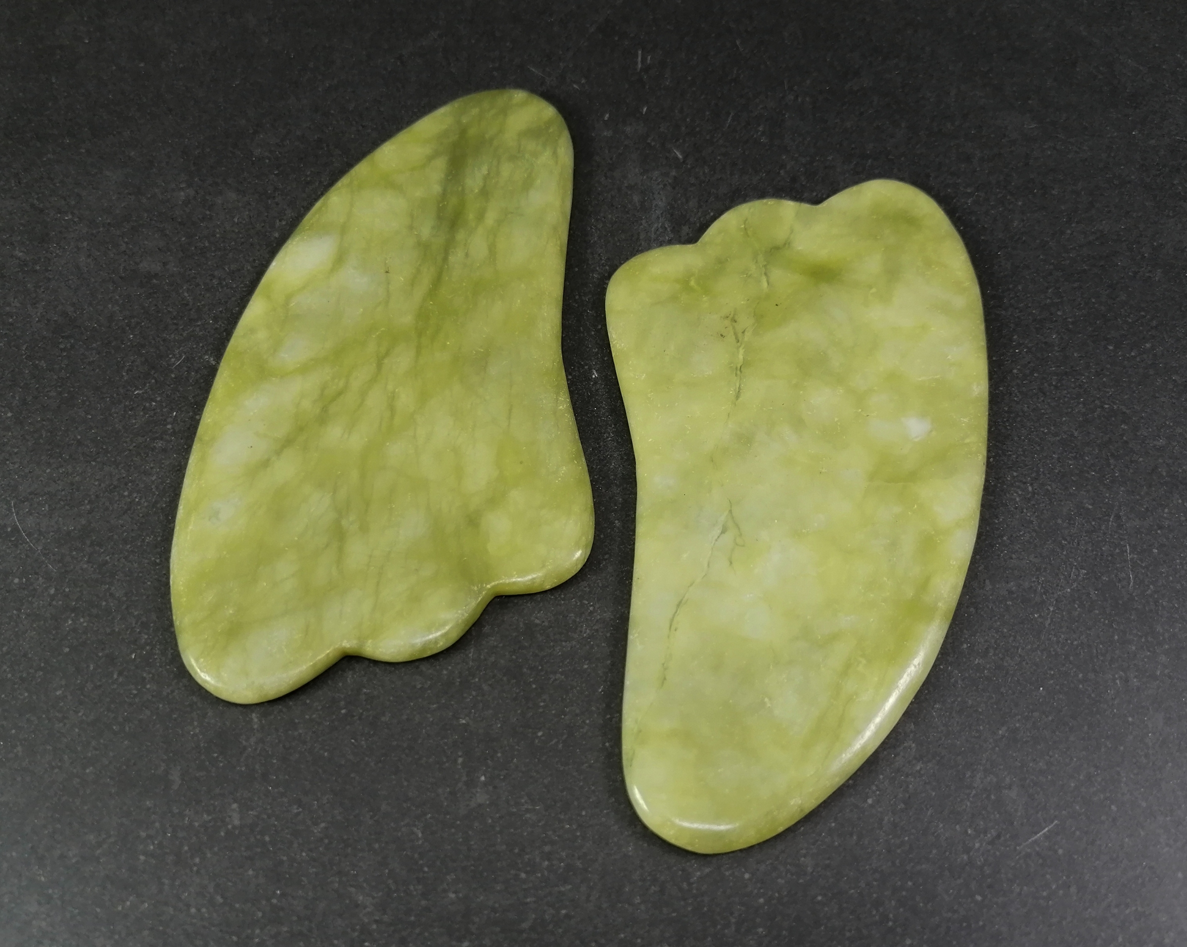 Gua Sha Massage Verktyg - Vågform - Grön Serpentin - 10cm
