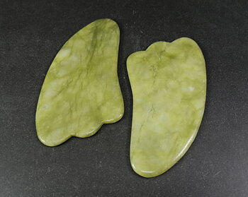 Gua Sha Massage Verktyg - Vågform - Grön Serpentin - 10cm