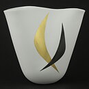 Stig Lindberg (Veckla 1950) White Vase with Modern Decor 12 cm