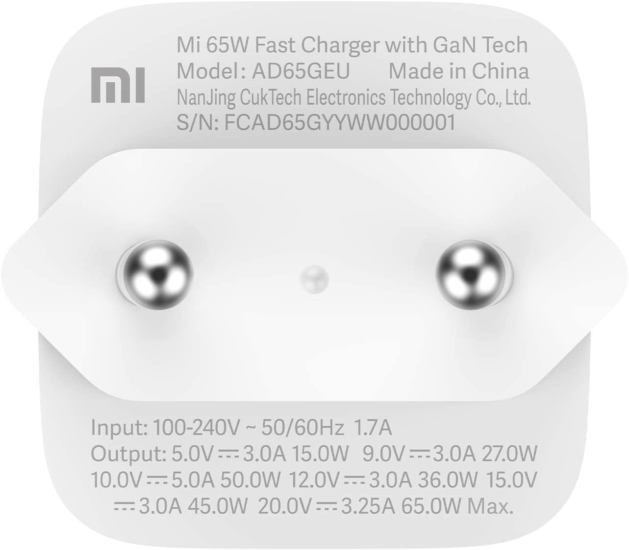 Xiaomi Mi 65W USB-C Snabbladdare med GaN Tech, EU - Original - 4