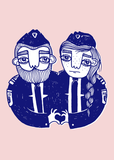 POSTCARD "POLICE LOVE" - BAHKADISCH