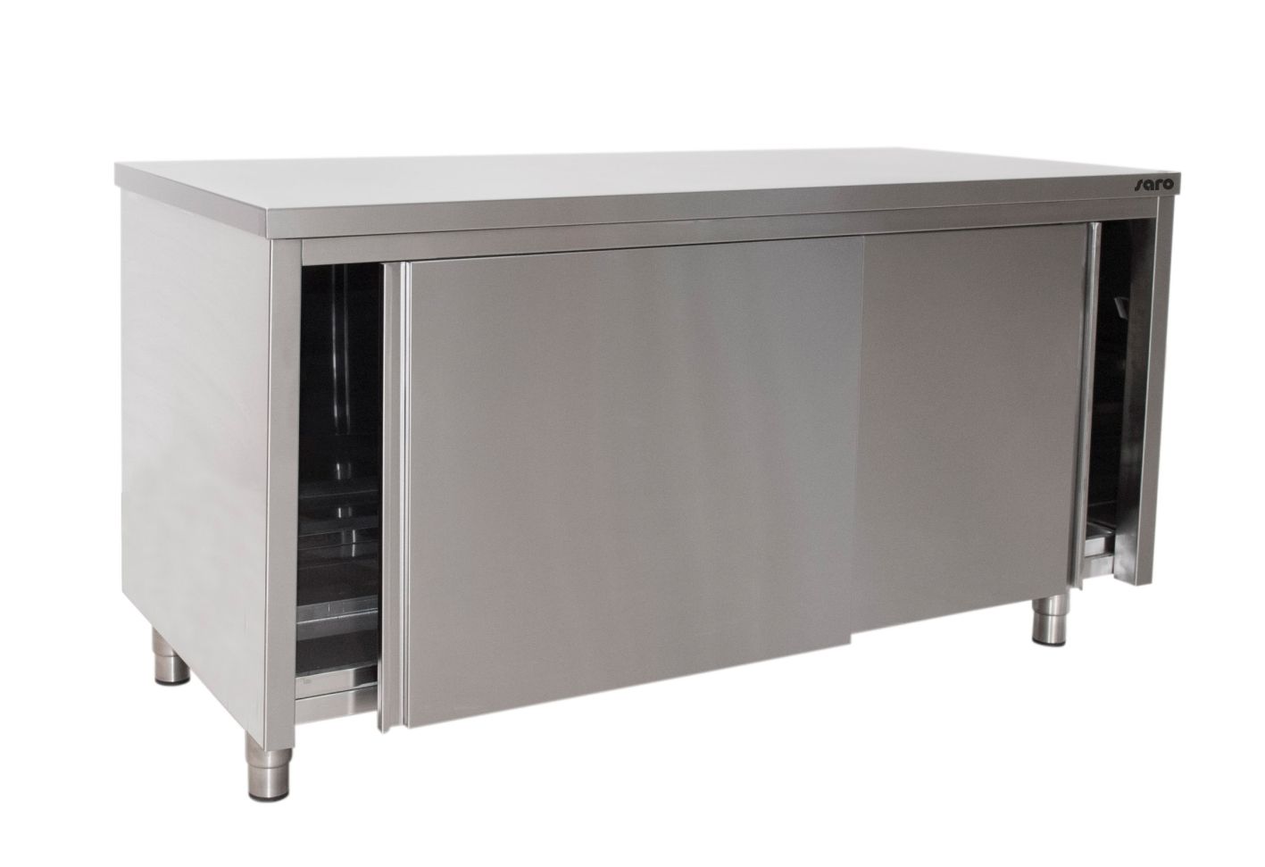 Workbench in stainless steel, sliding door - 700 mm