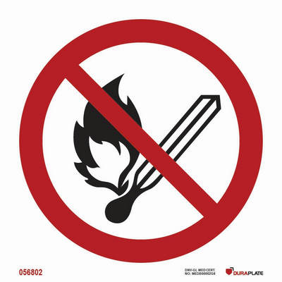 Prohibition sign (PSS) "No naked lights, no open flame" - IMPA 33.8501