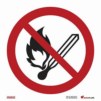 Prohibition sign (PSS) "No naked lights, no open flame" - IMPA 33.8501