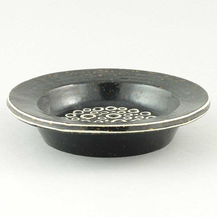 Britt-Louise Sundell (Kreta 1961) Brown Bowl with White Circular Relief  15 cm