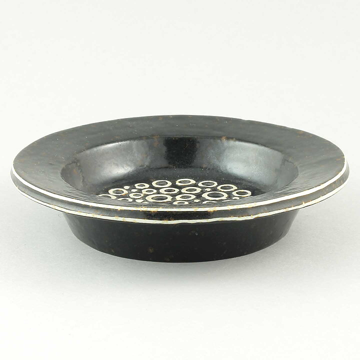 Britt-Louise Sundell (Kreta 1961) Brown Bowl with White Circular Relief  15 cm
