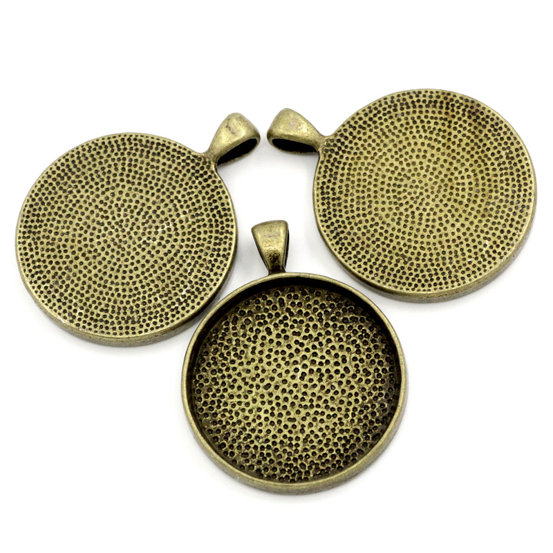 Charm Cabochon pendant ,  Bronze, 30mm