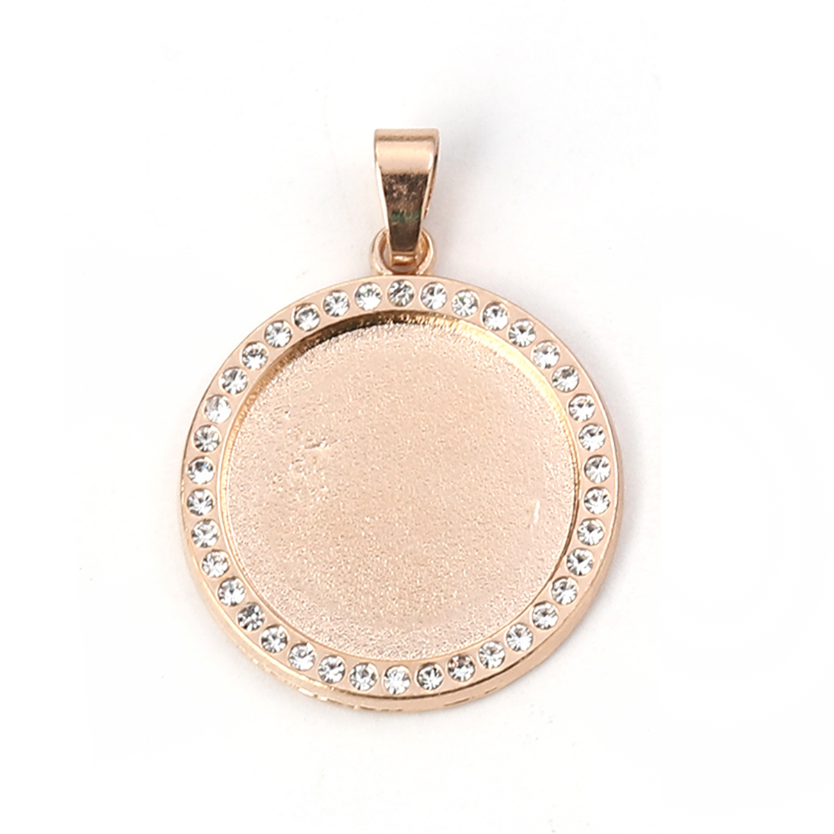 Charm Cabochon pendant ,  Gold rhinestones, 20mm