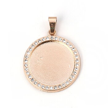 Charm Cabochon pendant ,  Gold rhinestones, 20mm