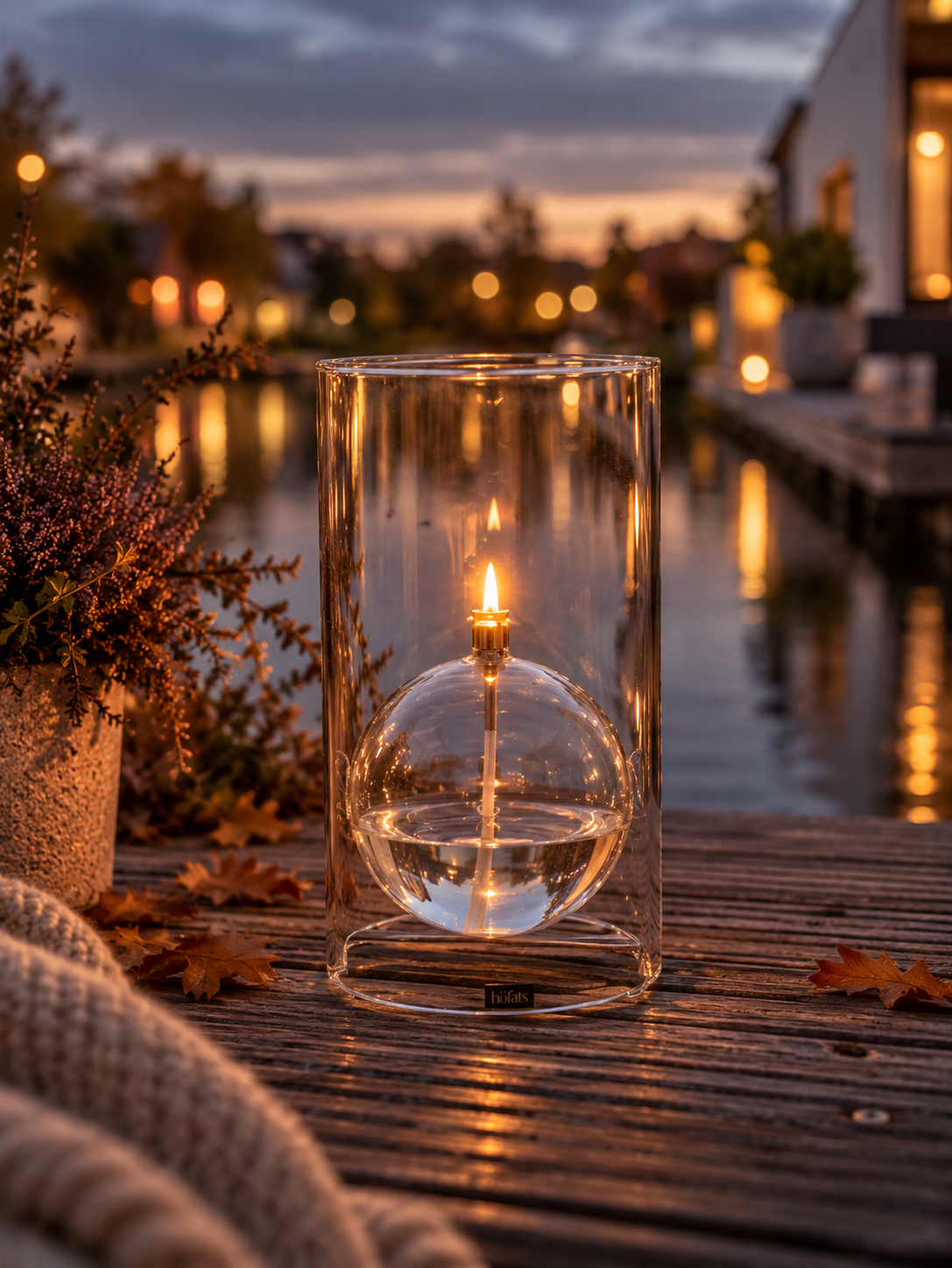Oil lamp Cylinder - Glass - Silver - 26x15 cm