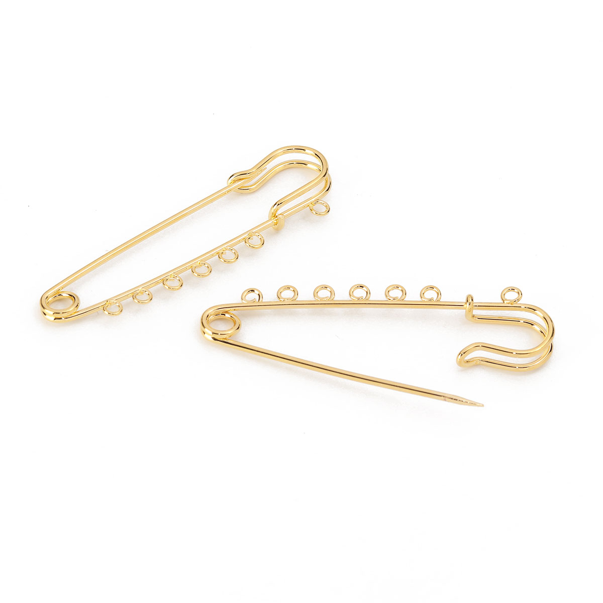 Safety pin with 7 rings, Gold - Kiltpin