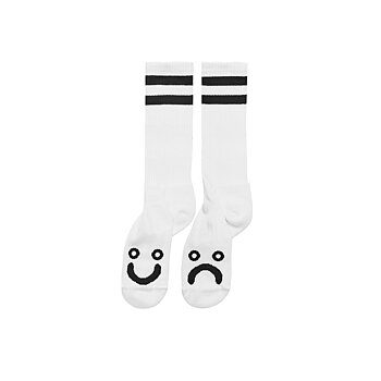 Polar Skate Co  - Happy Sad Sock White Long