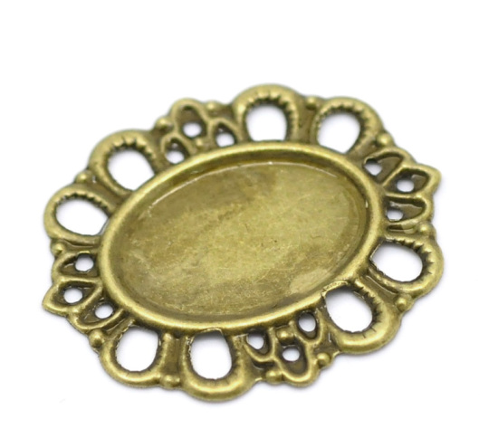 Cabochonhållare/ fäste- Oval Brons - 2