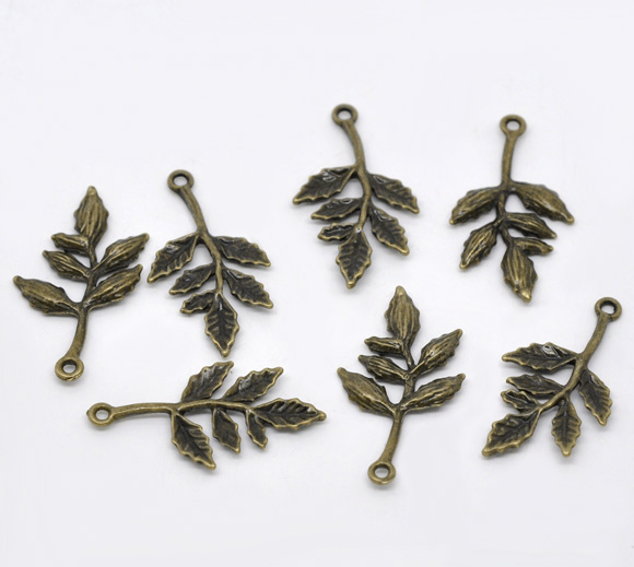 Charm - Leaf  bronze - 2