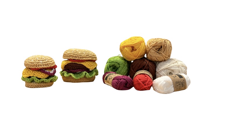 Mönster med garn till Hamburgare