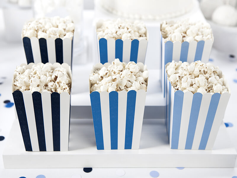 Popcornbägare | Blå med ränder